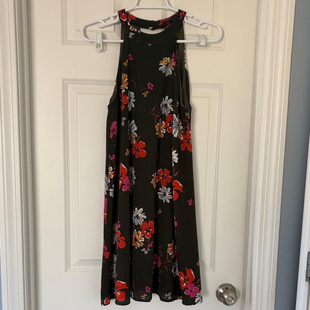 Staccato Black Floral Halter Dress
